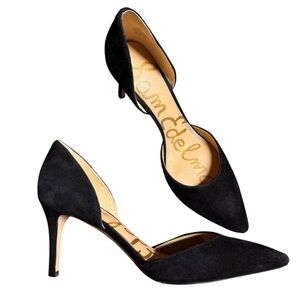 Sam Edelman Telsa Black Suede Leather D’Orsay Pump Size 8.5 Pointed Toe Formal